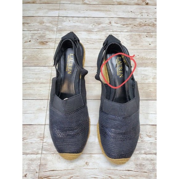 Lauren Ralph Lauren Closed-Toe SlingBack Wedge Sandals‎ Size 8 - Picture 9 of 9